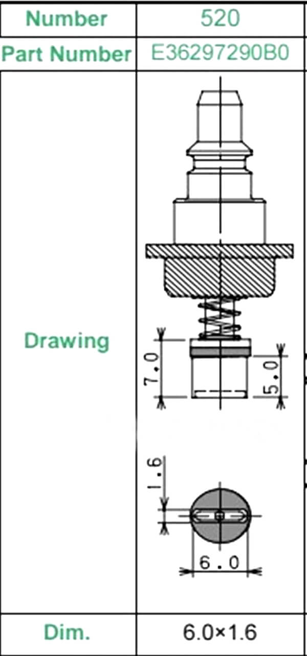 JUKI 520 SMT NOZZLE E36297290B