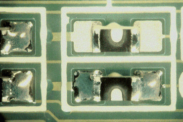 Figure 2: Adhesive contamination on the pad surface caused this solder skip